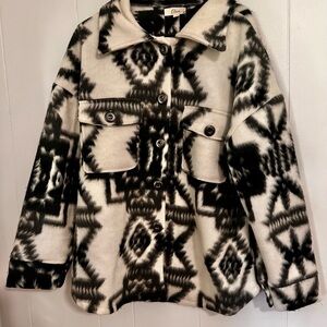 Elan Black and Cream Aztec Teddy Jacket